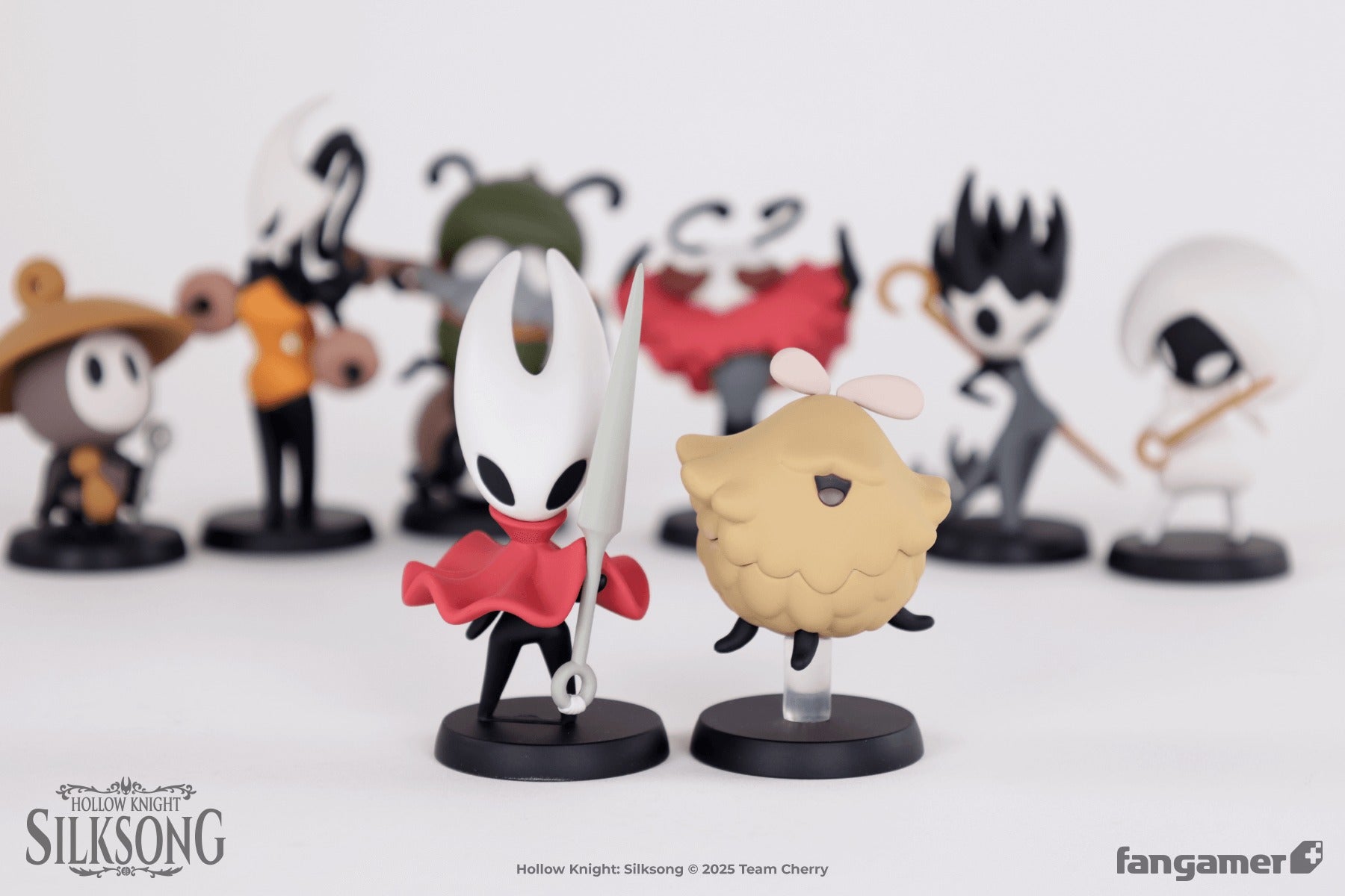 Let's take a closer look at our official Hollow Knight: Silksong Mini Figurines, designed by Alex Colvin ❤️ Available now for preorder and shipping in the Spring of 2026 📦 Who would you choose to display on your desk? 🪡  #Silksong #HollowKnightSilksong #Fangamer